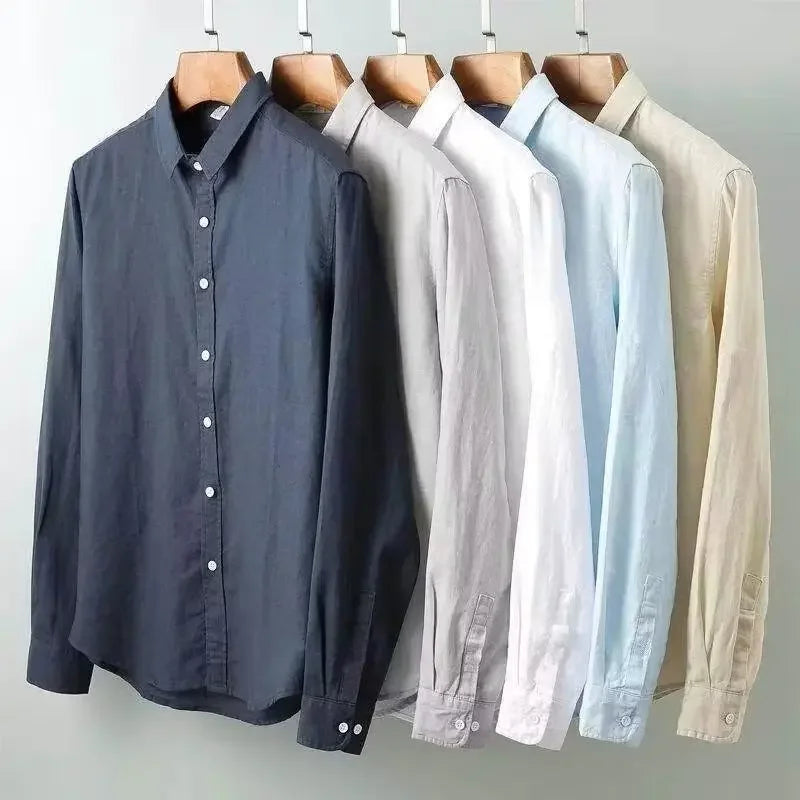 Camisa casual de algodão e linho