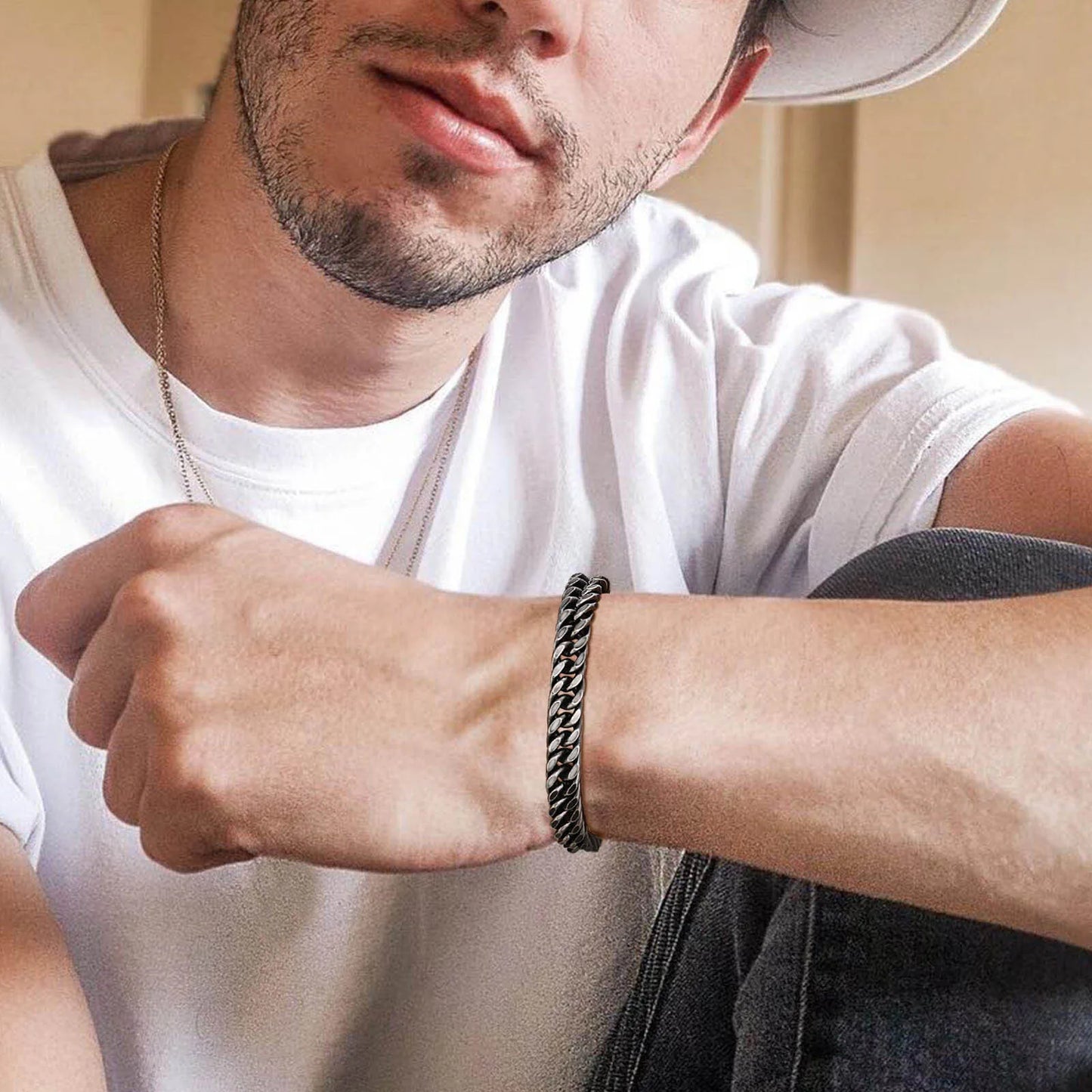 Pulseira de aço inoxidável para homem