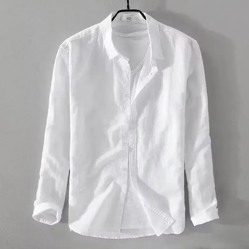 Camisa casual de algodão e linho