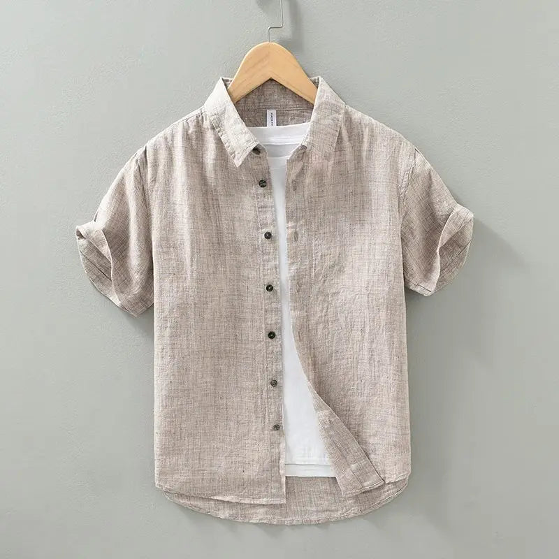 Camisa de linho de manga curta