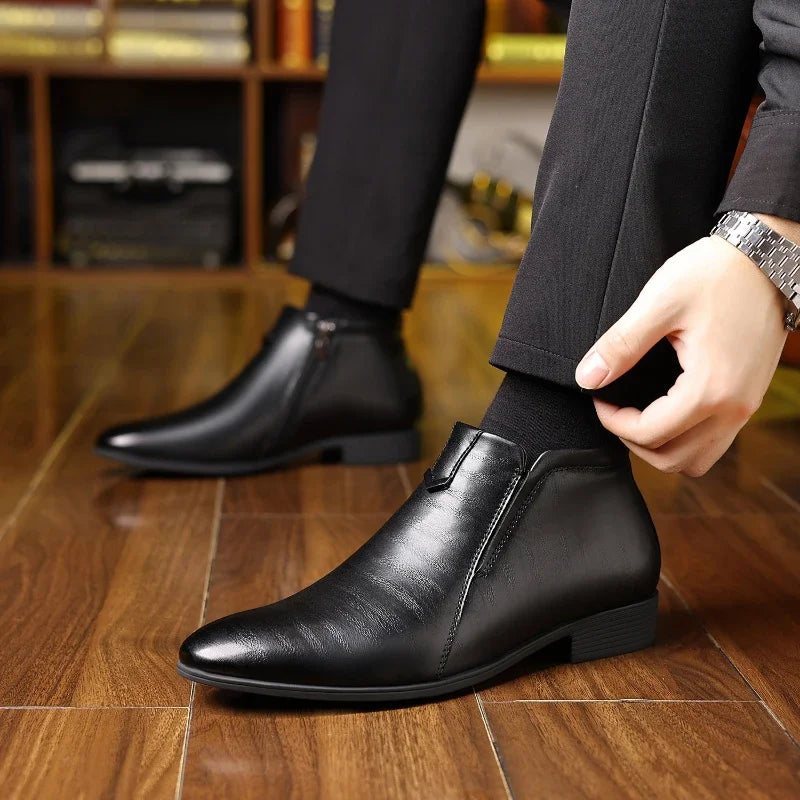 Botas de couro Beckett com fecho de correr