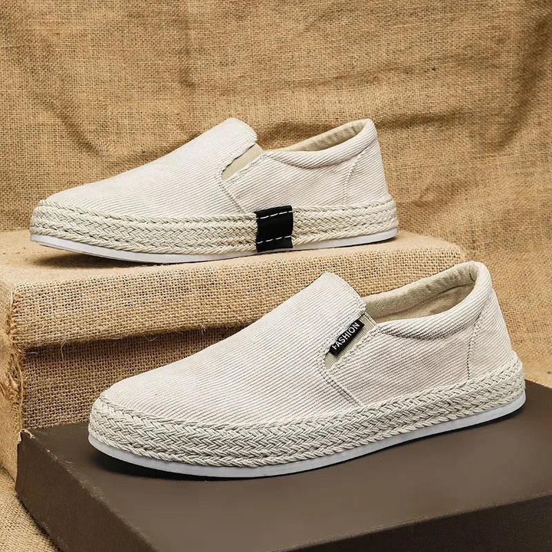 Sapatos de lona deslizantes e respiráveis