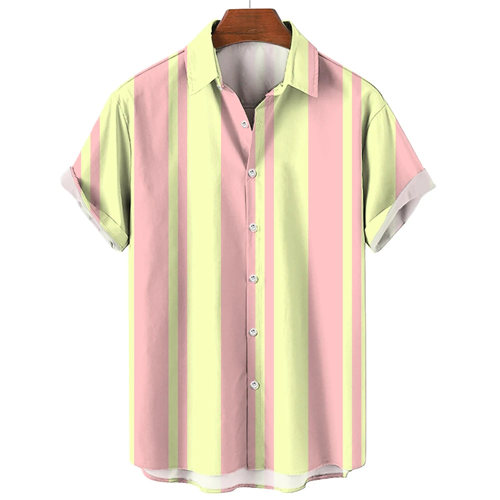 Camisa de verão de manga curta às riscas