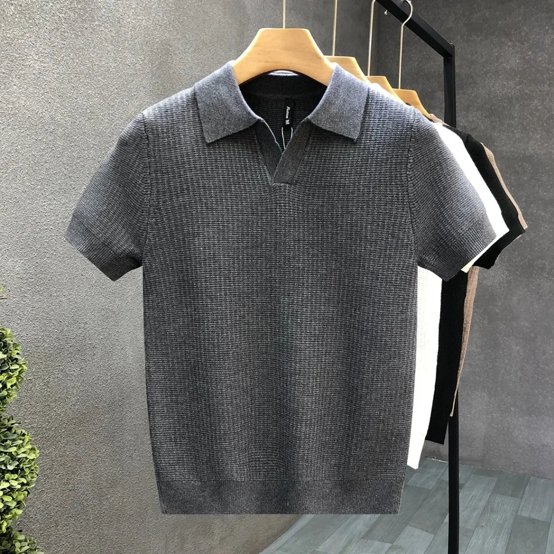 Camisa pólo de malha respirável