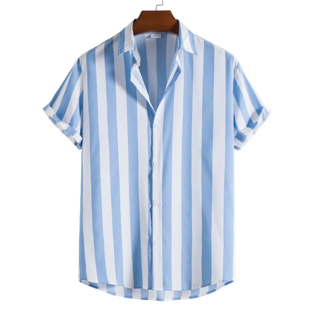 Camisa de verão de manga curta às riscas