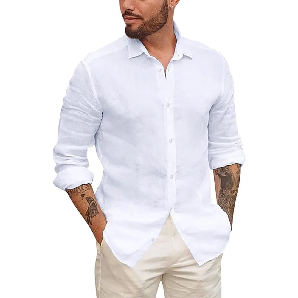 Camisa havaiana em linho de algodão