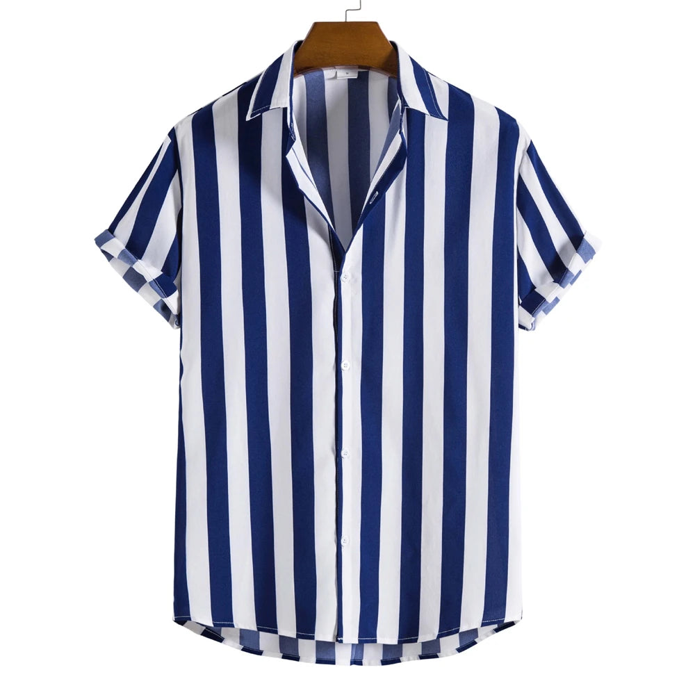 Camisa de verão de manga curta às riscas