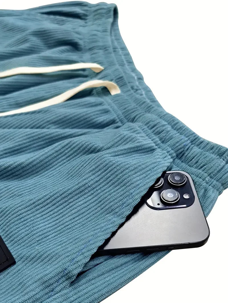 Calças casuais de veludo cotelê