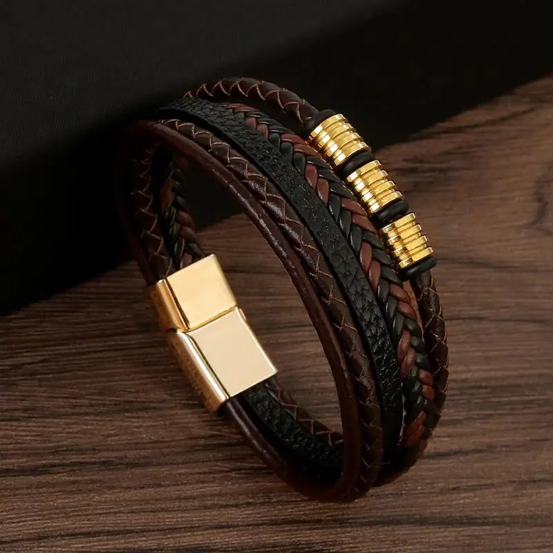 Pulseira clássica de couro para homem