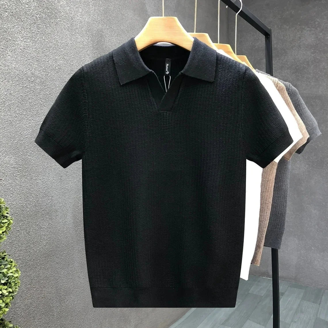 Camisa pólo de malha respirável