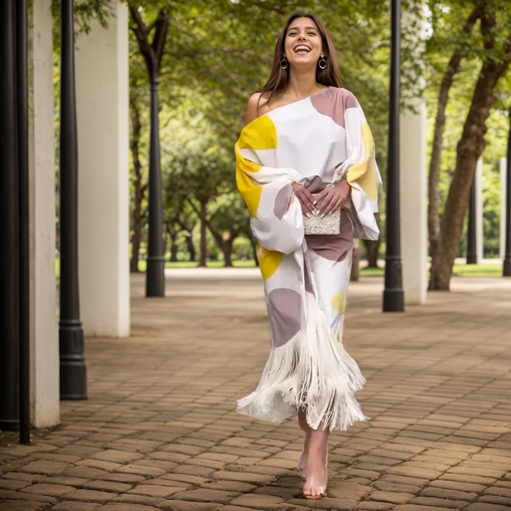 Vestido elegante e colorido