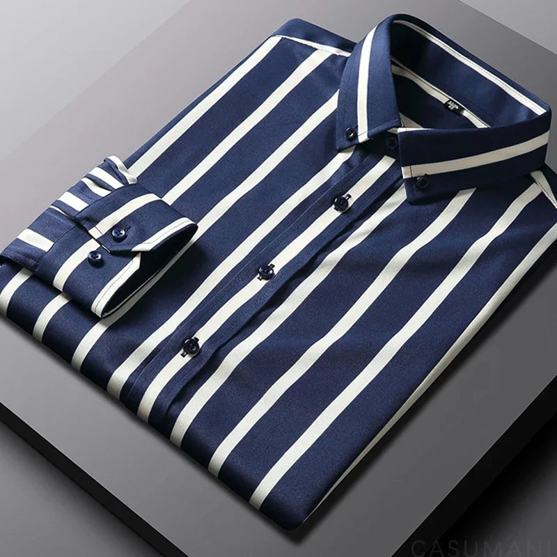 Camisa casual às riscas para homem