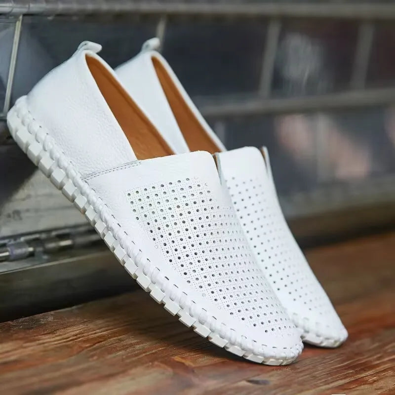 Mocassins em pele respirável