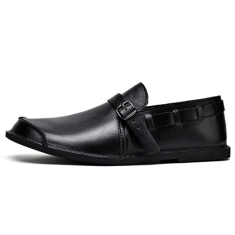 Mocassins de couro com fivela