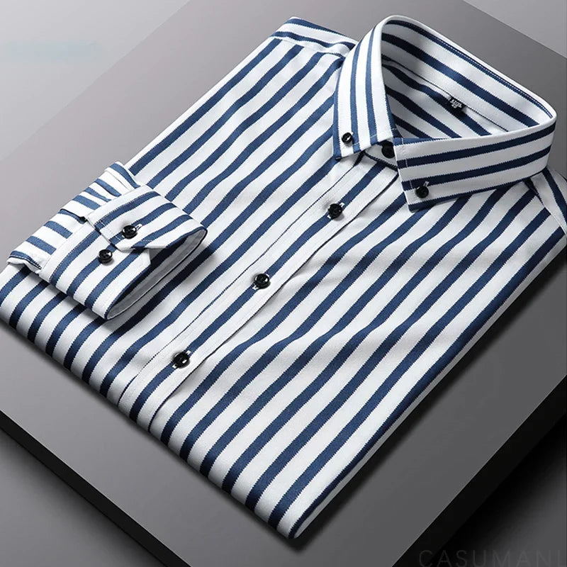 Camisa casual às riscas para homem