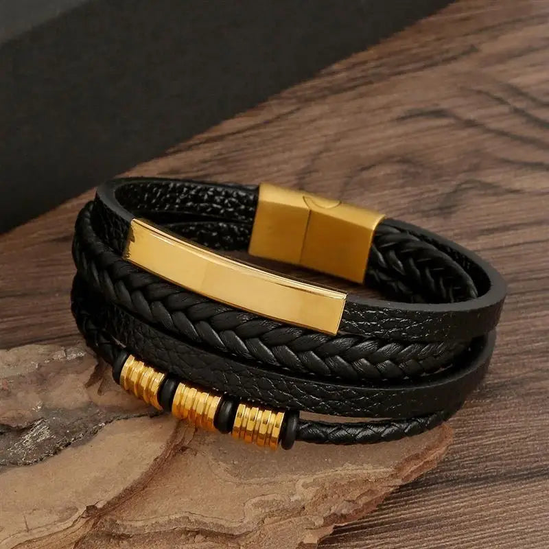 Pulseira clássica de couro para homem