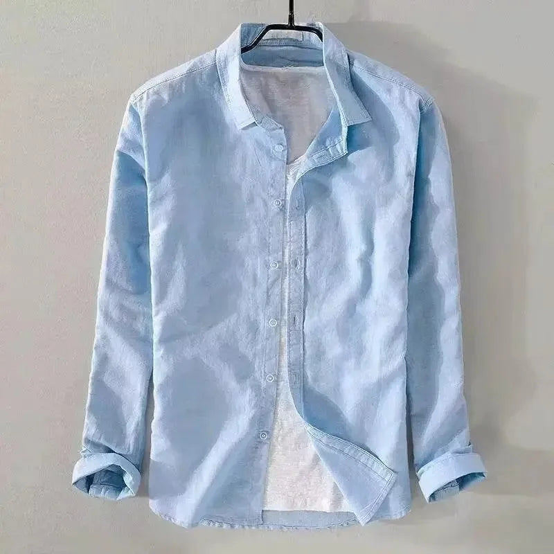 Camisa casual de algodão e linho