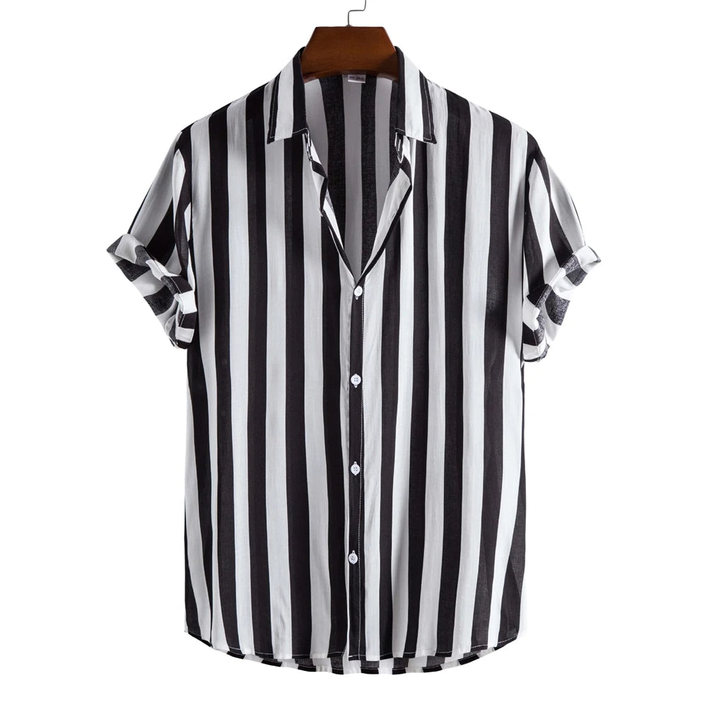 Camisa de verão de manga curta às riscas