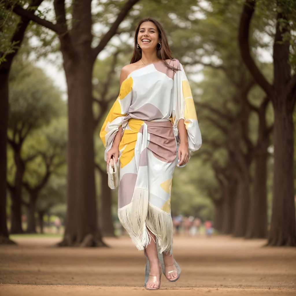 Vestido elegante e colorido
