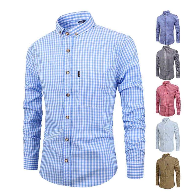 Camisa de algodão xadrez elegante