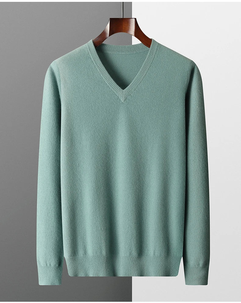 Camisola de lã com decote em V