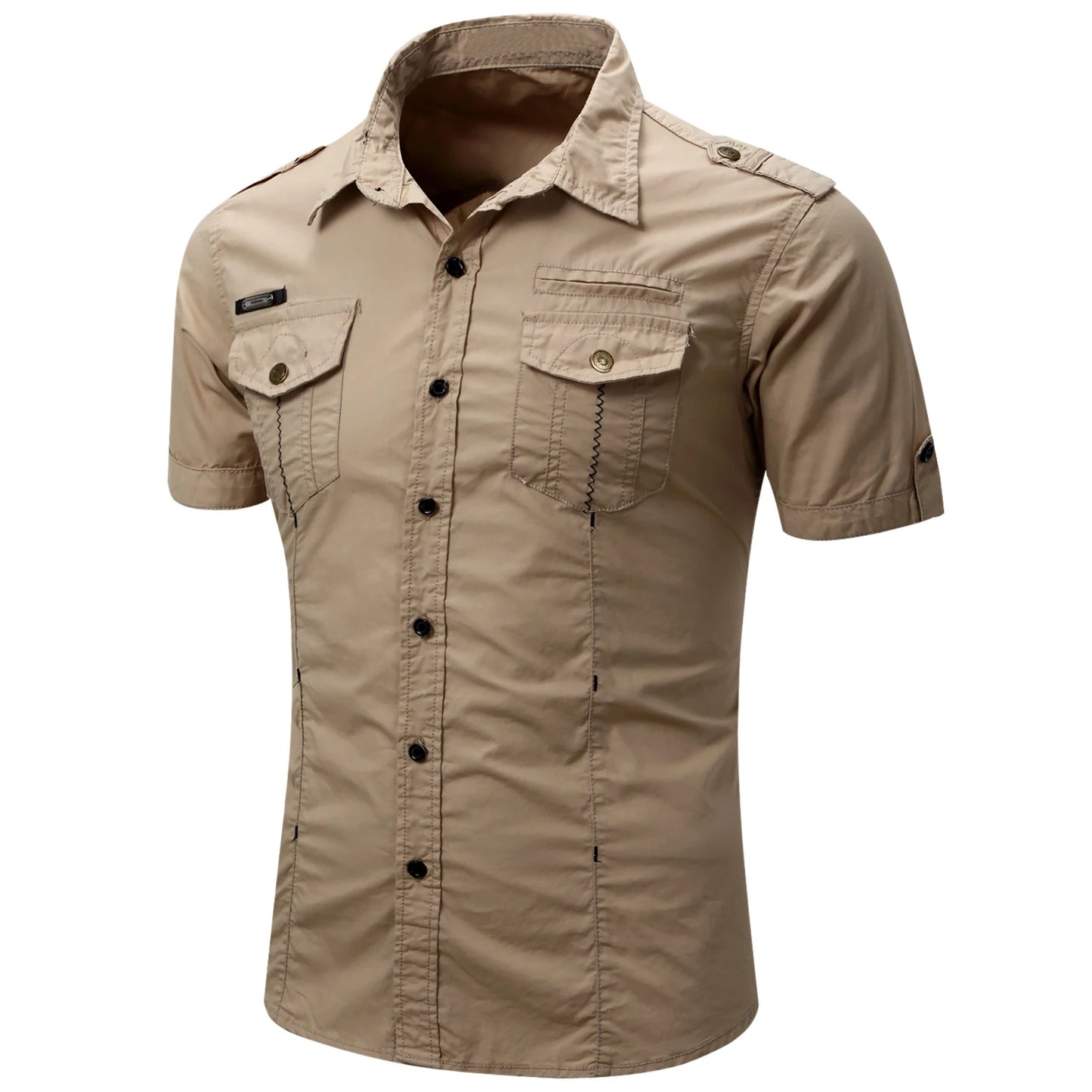 Camisa de manga curta em algodão Cargo