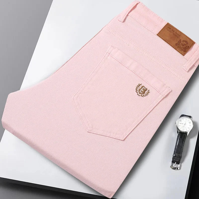 Calças de ganga elegantes em denim elástico