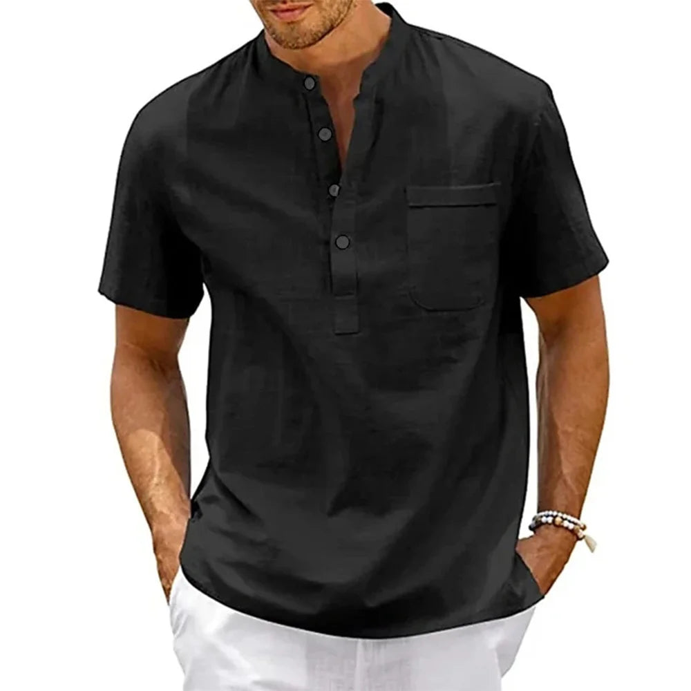 Camisa elegante em linho de algodão
