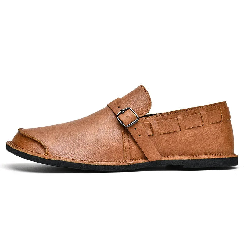 Mocassins de couro com fivela