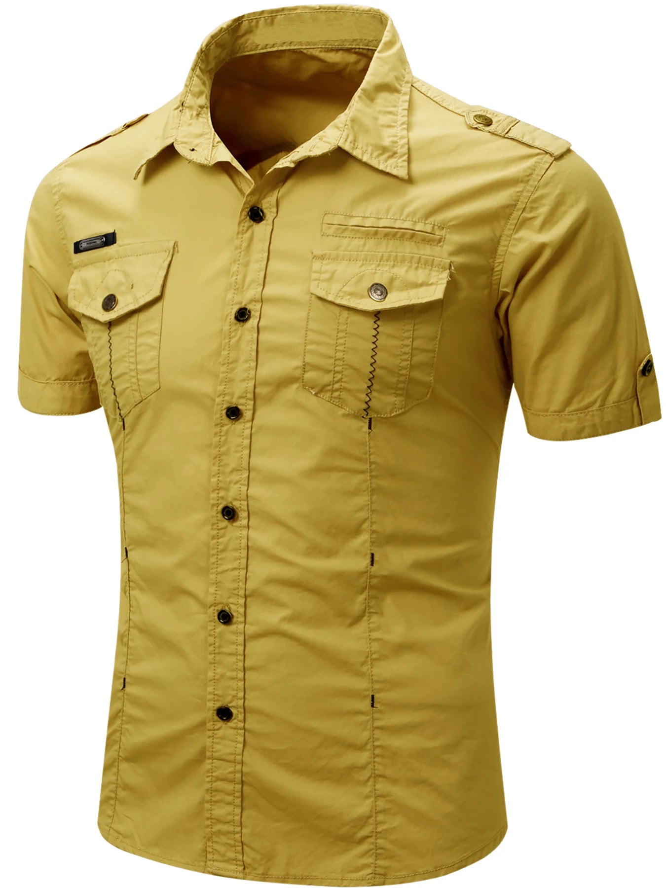 Camisa de manga curta em algodão Cargo