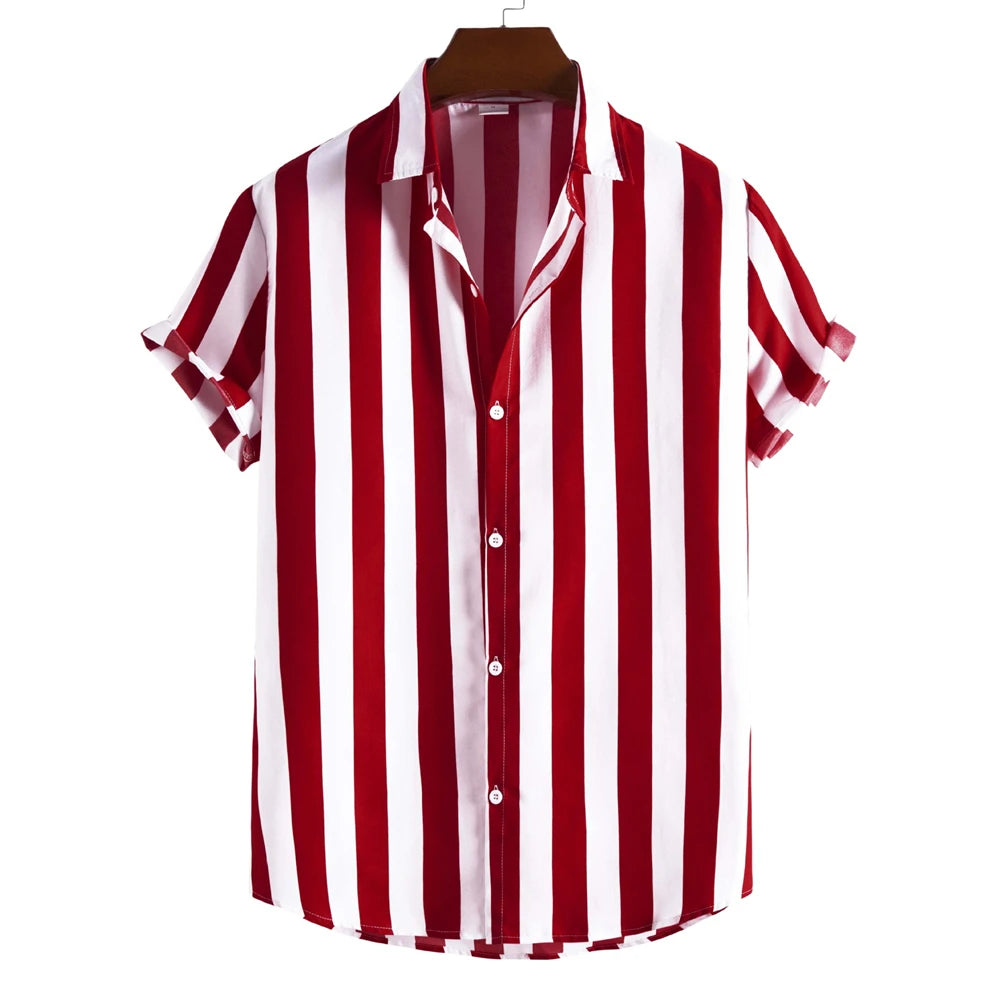 Camisa de verão de manga curta às riscas