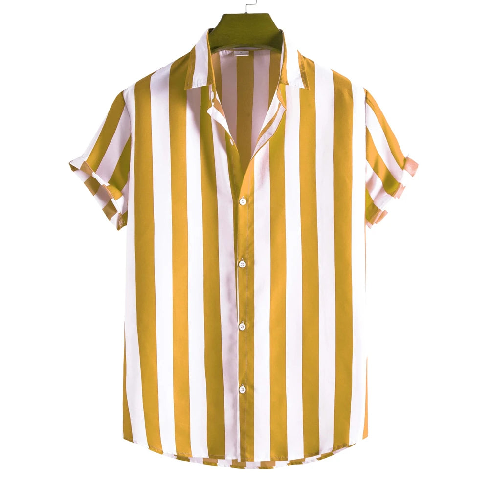 Camisa de verão de manga curta às riscas