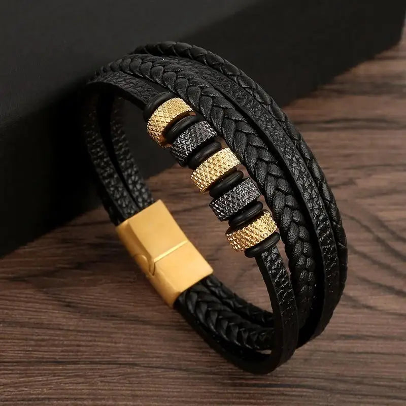 Pulseira clássica de couro para homem