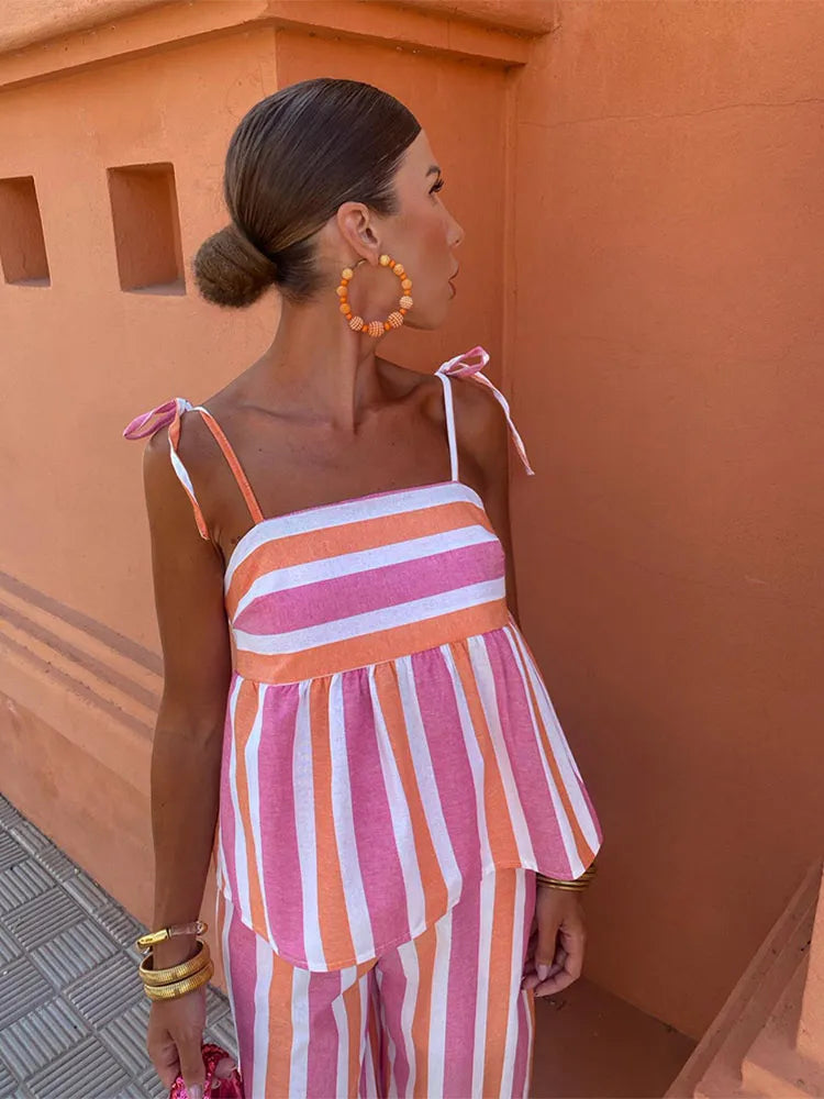 Lila - Conjunto de calças estampadas Conjunto de verão