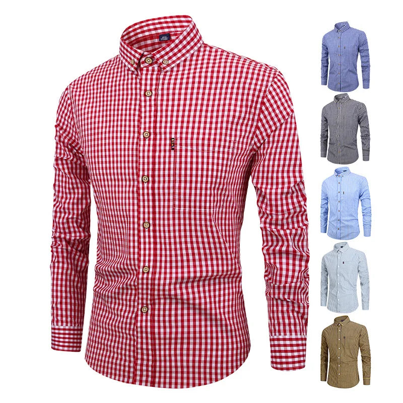 Camisa de algodão xadrez elegante