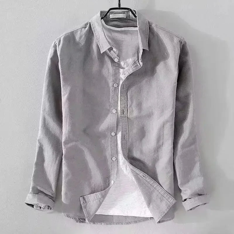 Camisa casual de algodão e linho