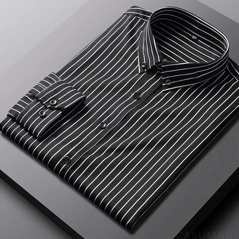 Camisa casual às riscas para homem