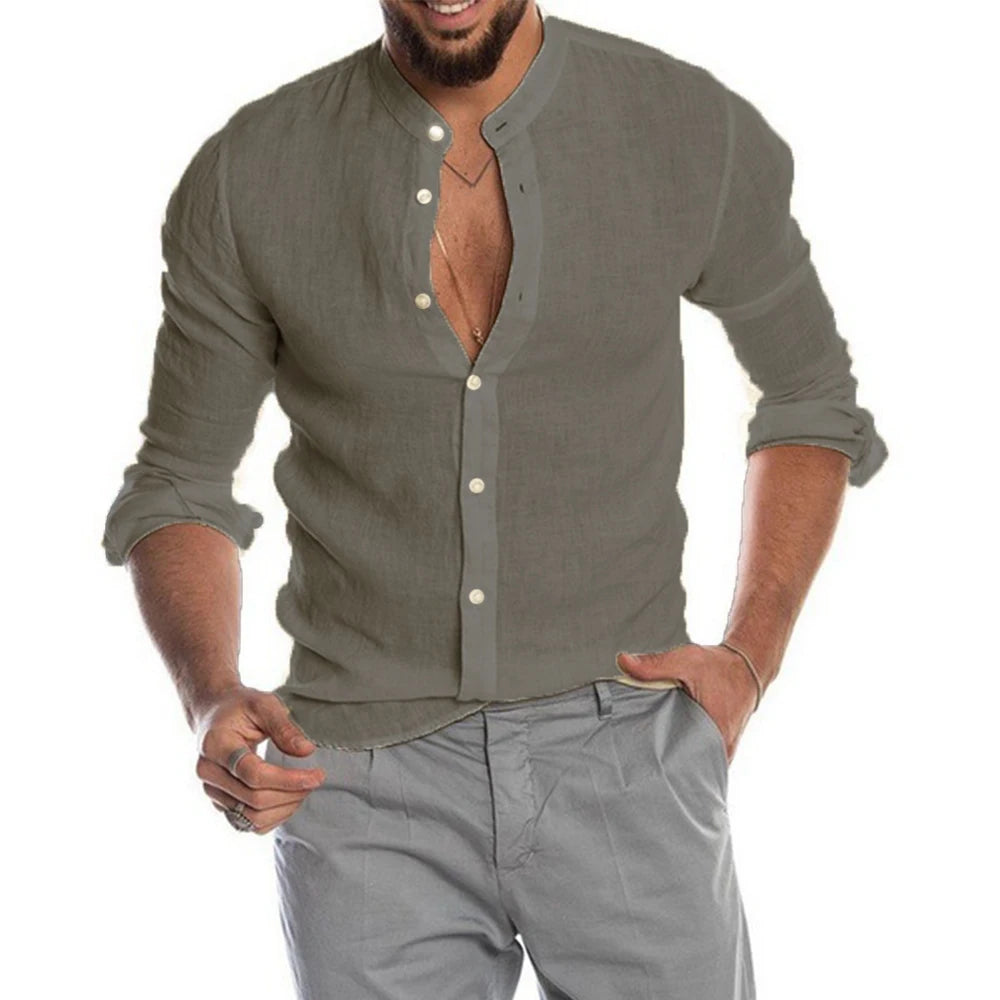 Camisa de linho de algodão