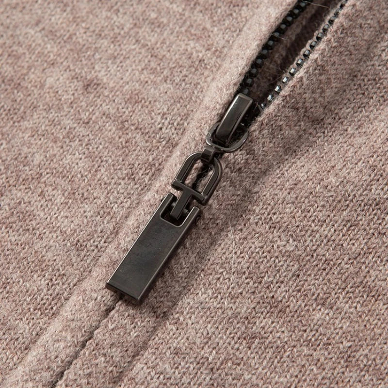 Camisola com fecho em lã merino australiana