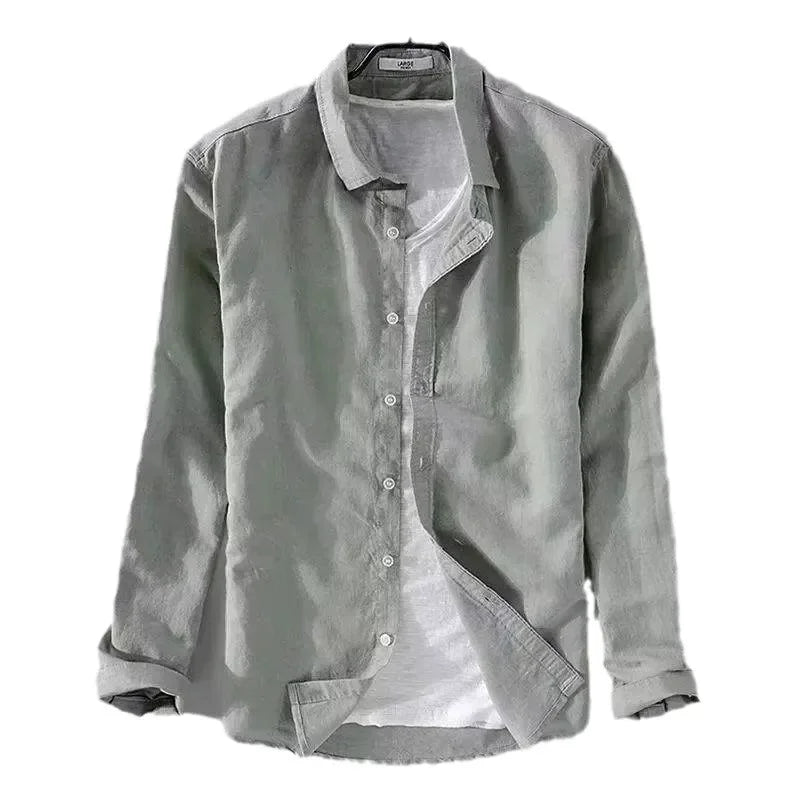 Camisa casual de algodão e linho