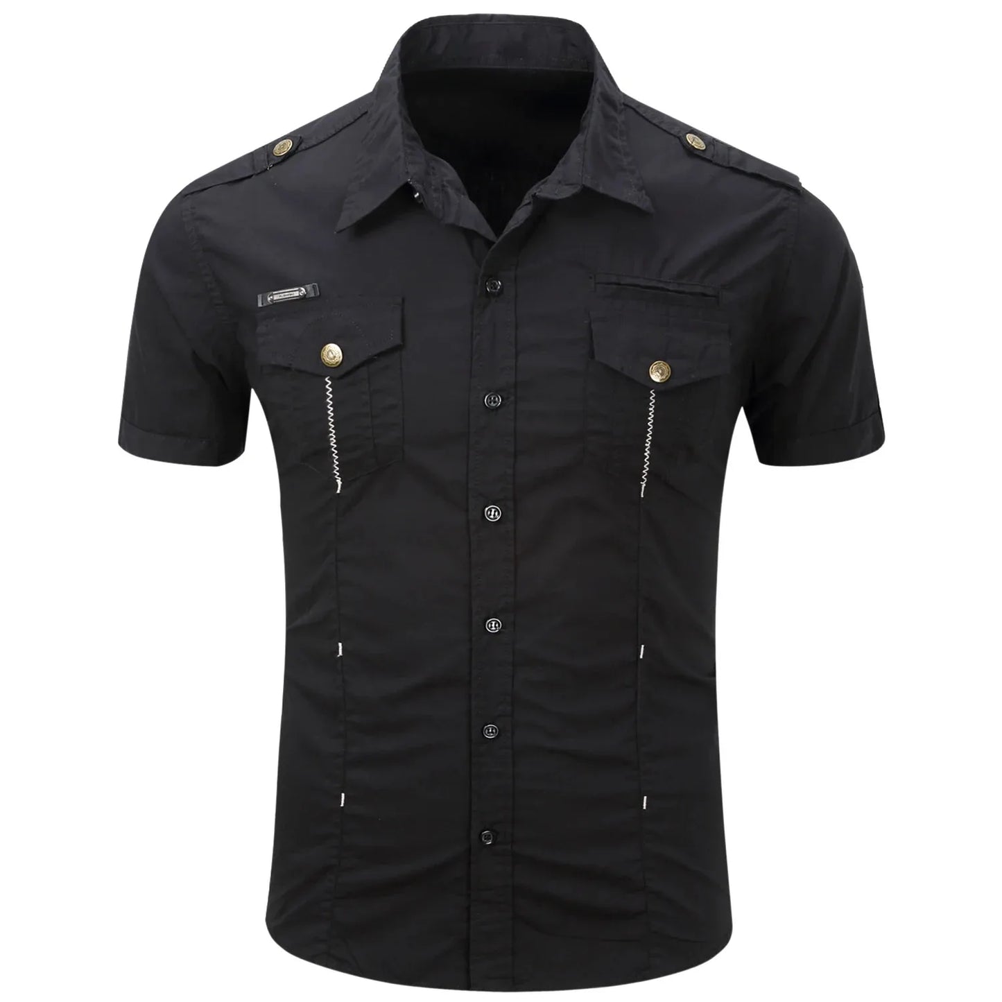 Camisa de manga curta em algodão Cargo
