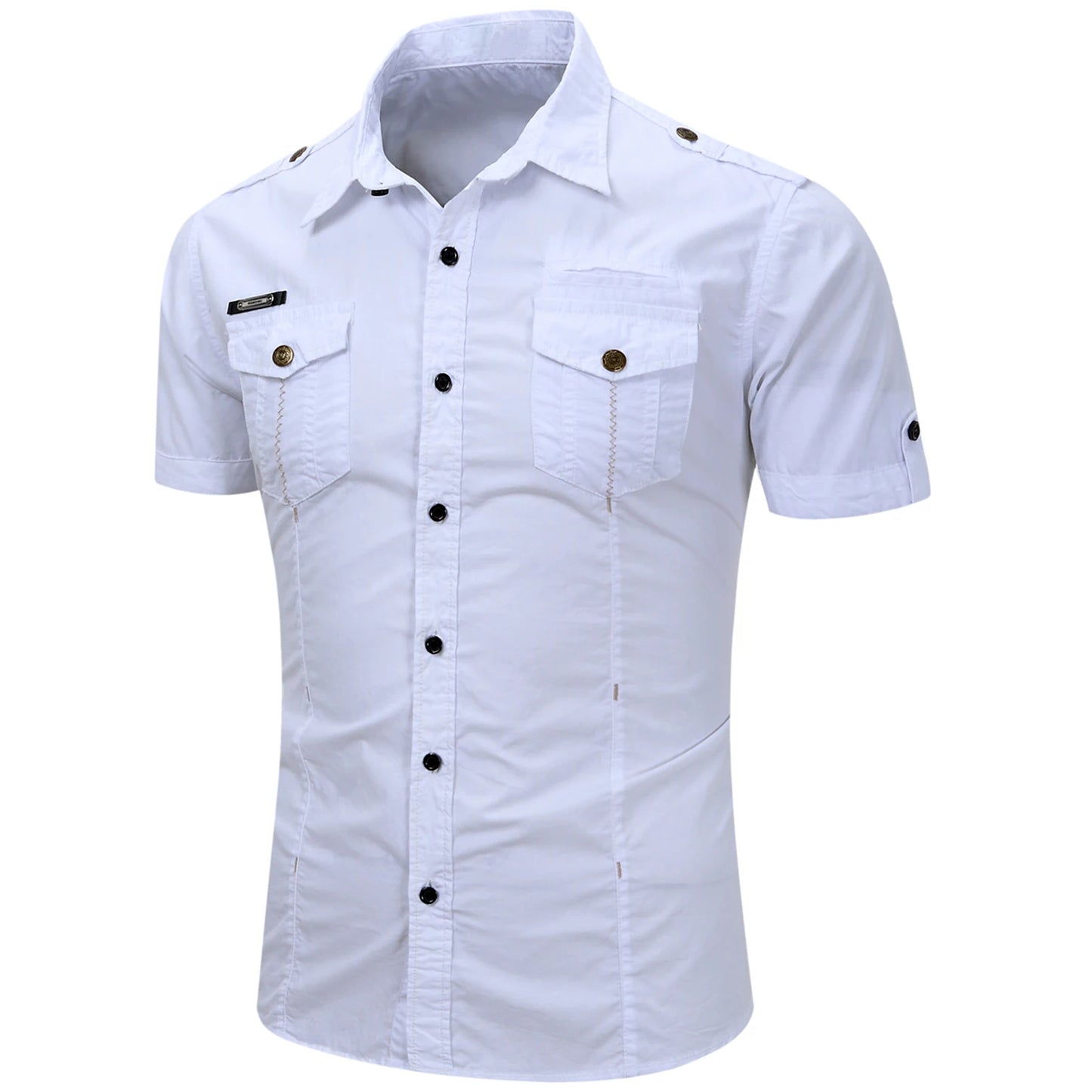 Camisa de manga curta em algodão Cargo