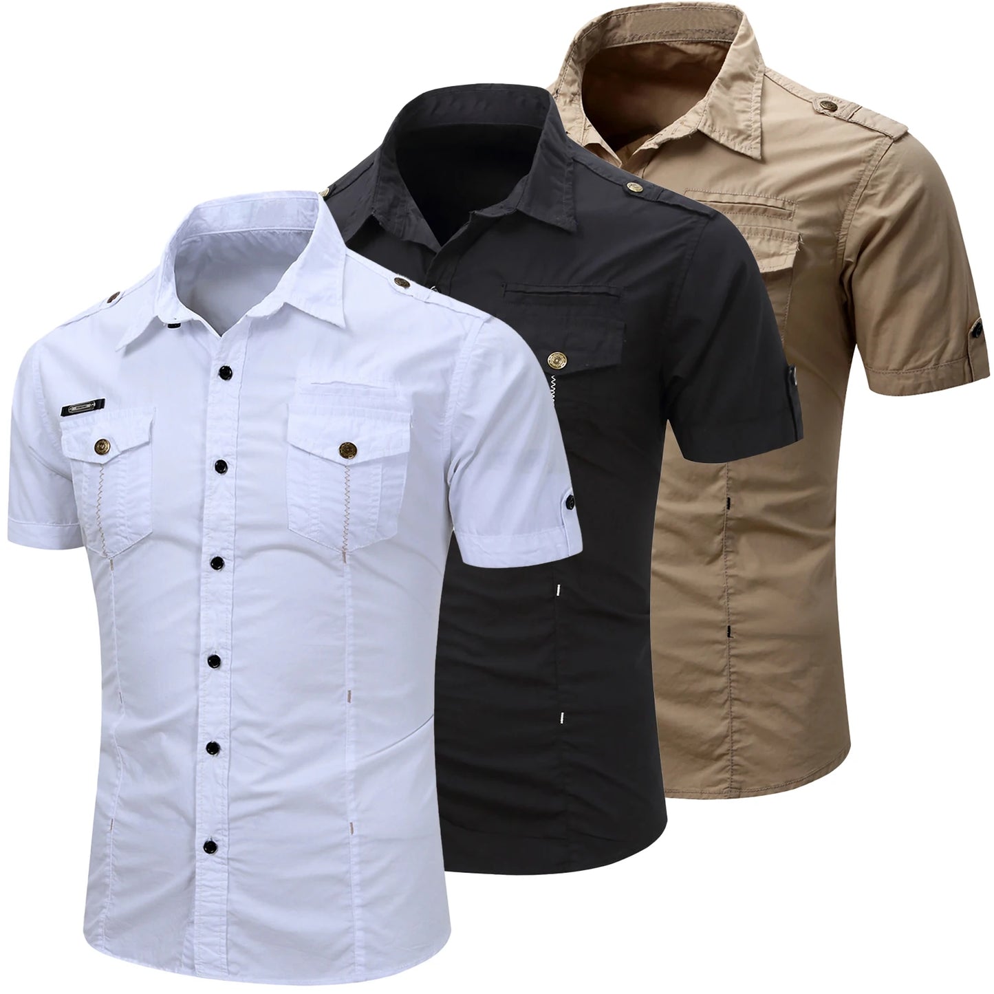 Camisa de manga curta em algodão Cargo