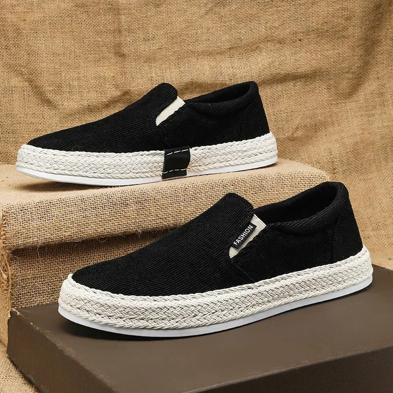 Sapatos de lona deslizantes e respiráveis