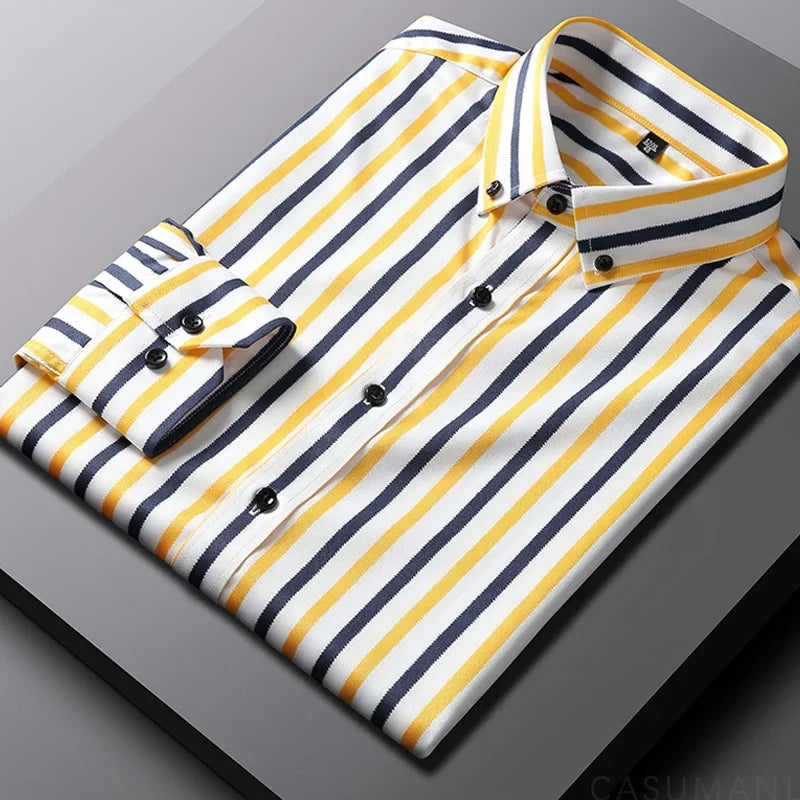 Camisa casual às riscas para homem