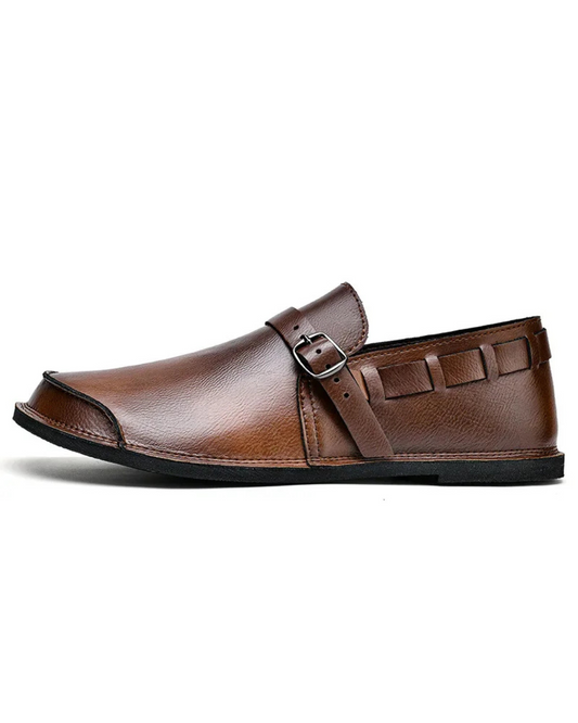 Mocassins de couro com fivela