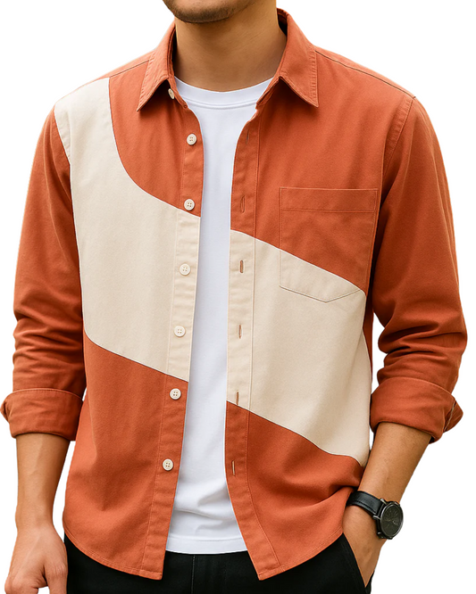 Camisa bicolor de algodão