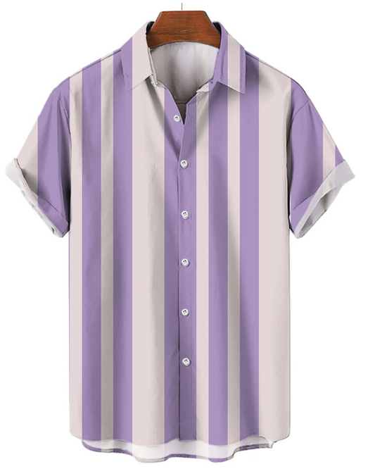 Camisa de verão de manga curta às riscas