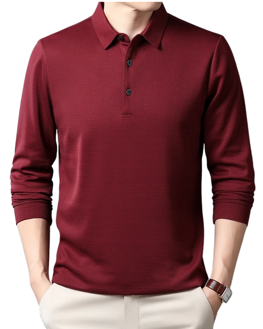 Camisa pólo elegante de manga comprida