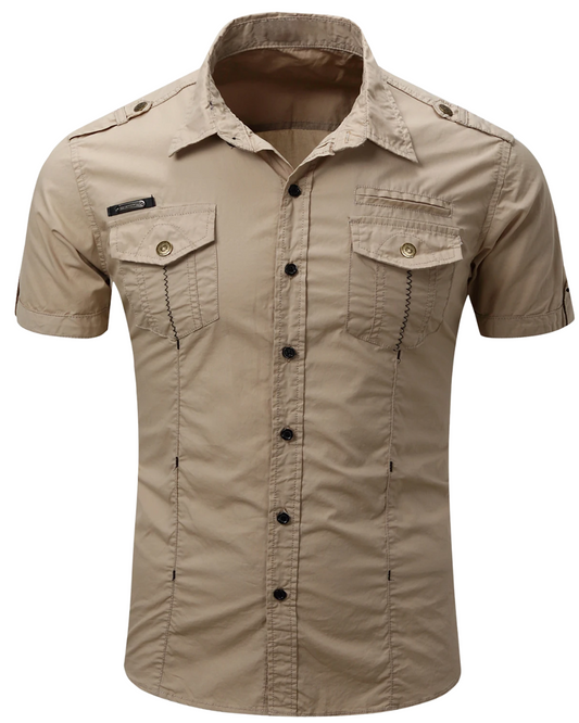 Camisa de manga curta em algodão Cargo